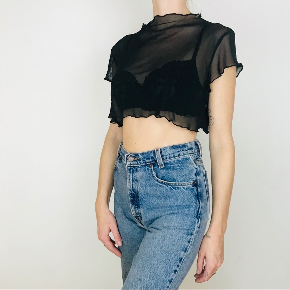 Sexy Mesh Crop Top w/ Filly Hems